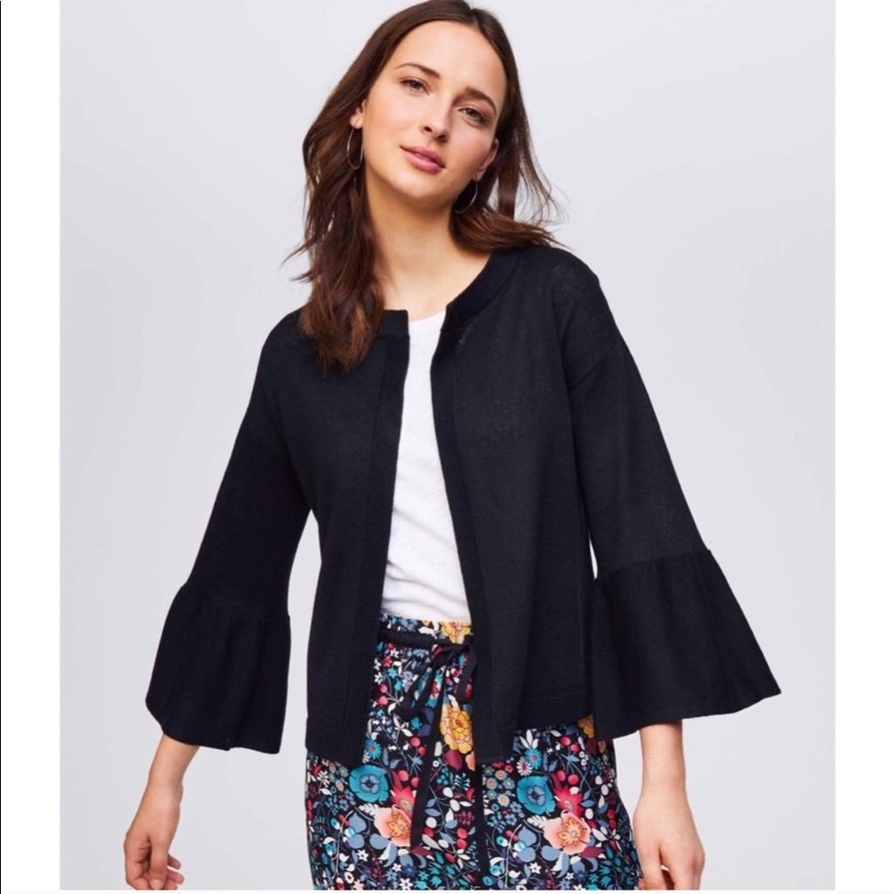 LOFT Open Front Bell Sleeve Cardigan
